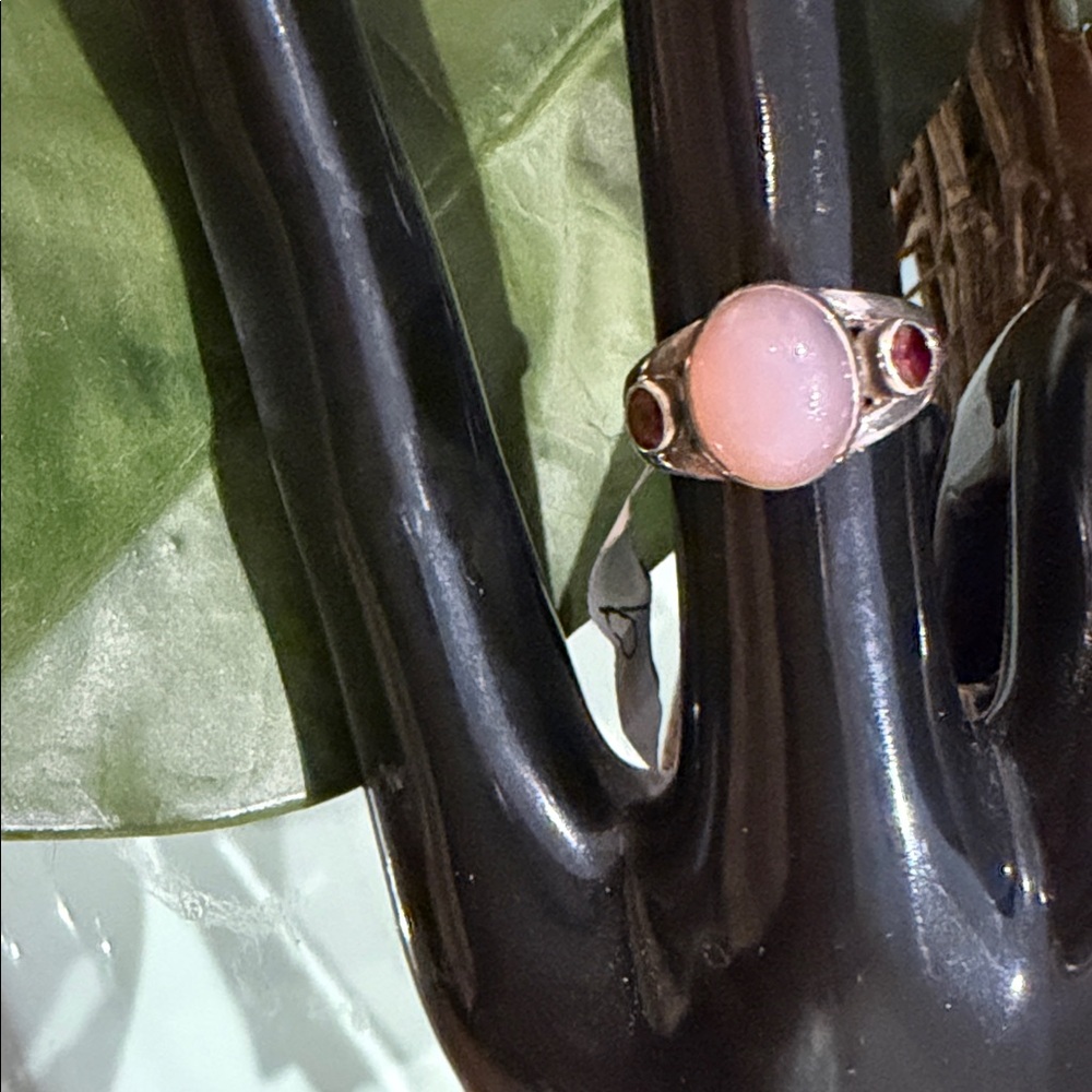 Garnet, Rose, Quartz, Ring, Size 9 In Sterling Silver